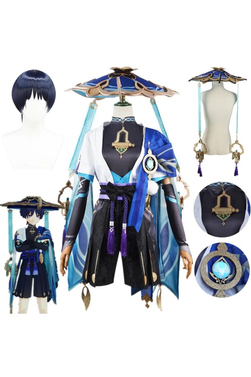 скарамучча странник блукач genshin impact синий костюм косплей kunikuzushi wanderer обр